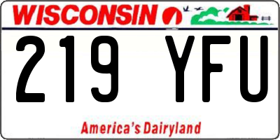 WI license plate 219YFU