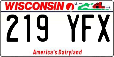 WI license plate 219YFX