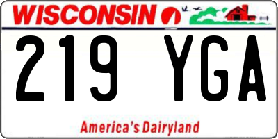 WI license plate 219YGA