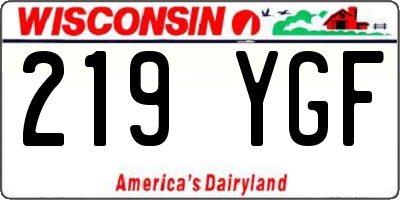 WI license plate 219YGF