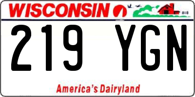 WI license plate 219YGN