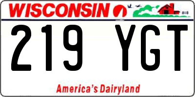 WI license plate 219YGT