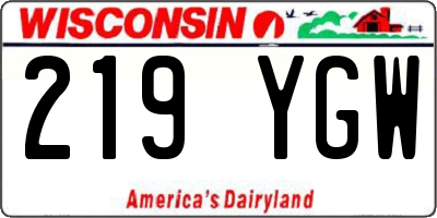 WI license plate 219YGW