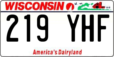 WI license plate 219YHF