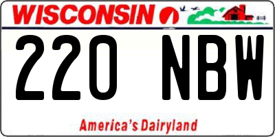 WI license plate 220NBW