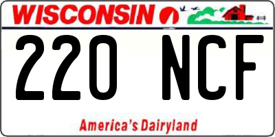 WI license plate 220NCF