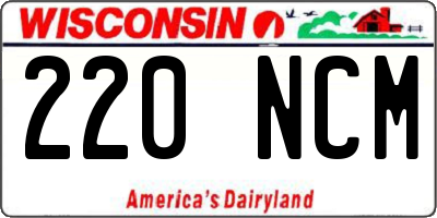 WI license plate 220NCM