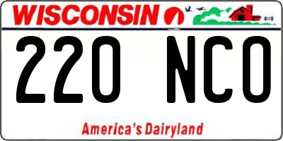 WI license plate 220NCO