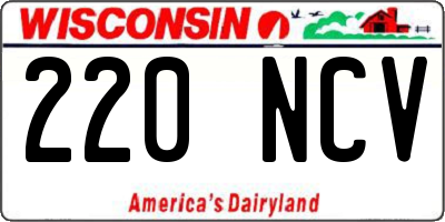 WI license plate 220NCV