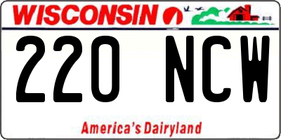 WI license plate 220NCW