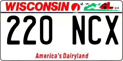WI license plate 220NCX