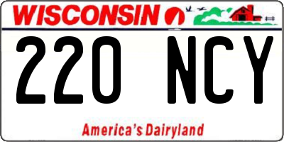 WI license plate 220NCY