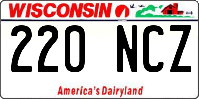 WI license plate 220NCZ
