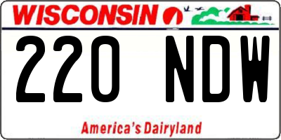 WI license plate 220NDW