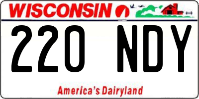 WI license plate 220NDY