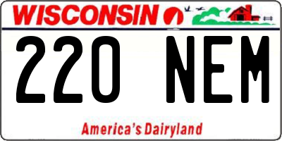 WI license plate 220NEM