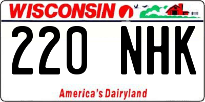 WI license plate 220NHK