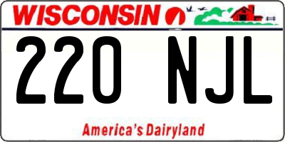 WI license plate 220NJL