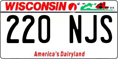 WI license plate 220NJS