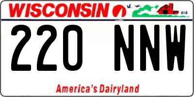 WI license plate 220NNW