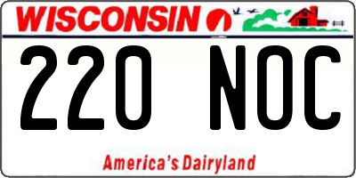 WI license plate 220NOC