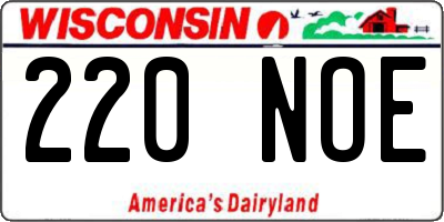 WI license plate 220NOE