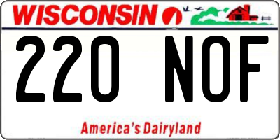 WI license plate 220NOF