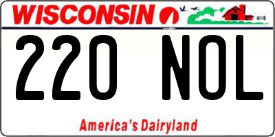 WI license plate 220NOL