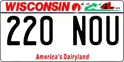 WI license plate 220NOU