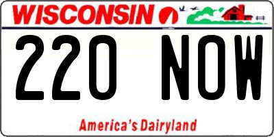WI license plate 220NOW