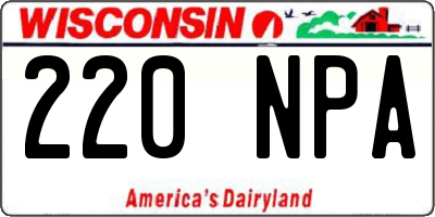 WI license plate 220NPA