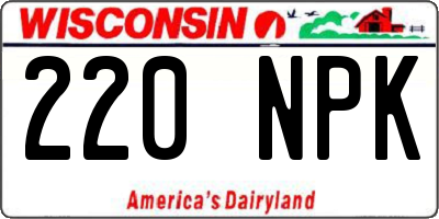 WI license plate 220NPK