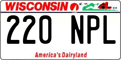 WI license plate 220NPL