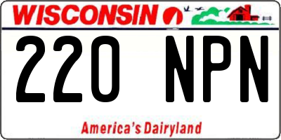 WI license plate 220NPN