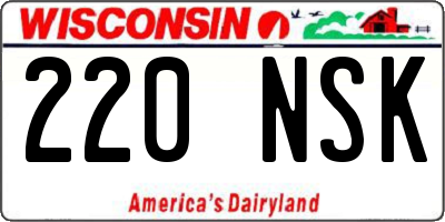 WI license plate 220NSK