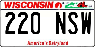 WI license plate 220NSW