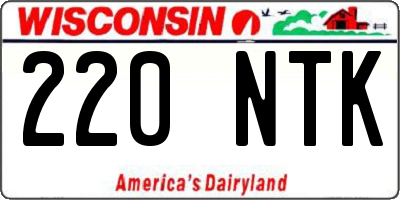 WI license plate 220NTK