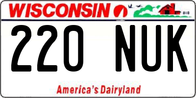 WI license plate 220NUK