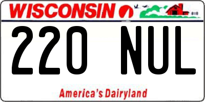 WI license plate 220NUL