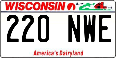 WI license plate 220NWE