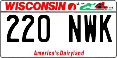 WI license plate 220NWK