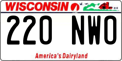 WI license plate 220NWO
