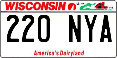 WI license plate 220NYA