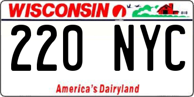 WI license plate 220NYC