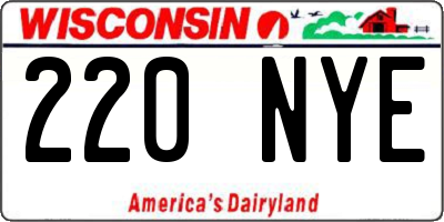 WI license plate 220NYE
