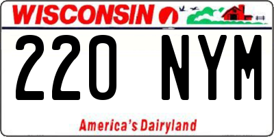 WI license plate 220NYM