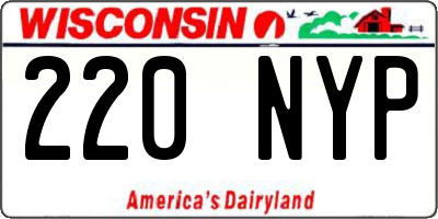 WI license plate 220NYP