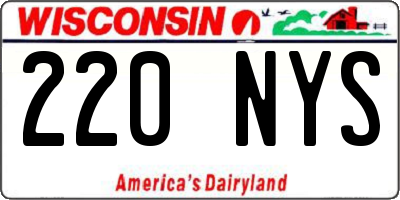 WI license plate 220NYS