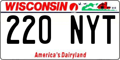 WI license plate 220NYT