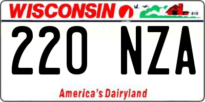 WI license plate 220NZA